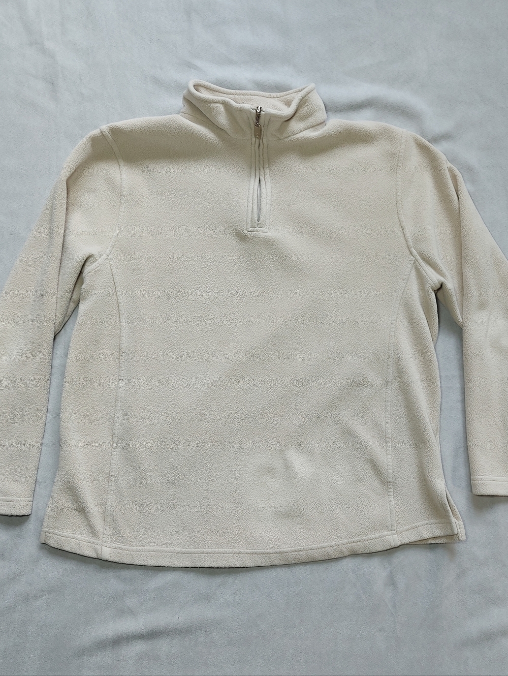 Tradition Cream Quarter Zip Fleece Sweater Cozy 1/4 Zip Pullover Large